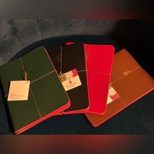 Set of 12 Bieffe Italian Leather Tablet Journals Red, Green, Black, Brown covers
